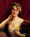 Eine elegante Dame mit einem gelben Rose Mädchen Emile Vernon